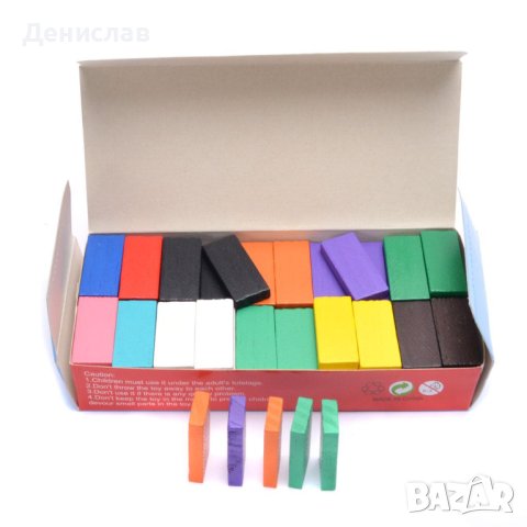 Дървено цветно домино, снимка 3 - Домино - 40397301