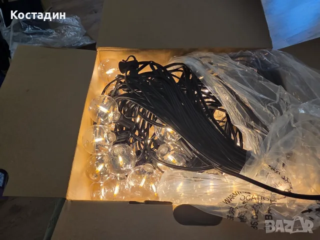 Градински LED гирлянд G40 – 30 метра с 40+2 крушки (Топла светлина)
