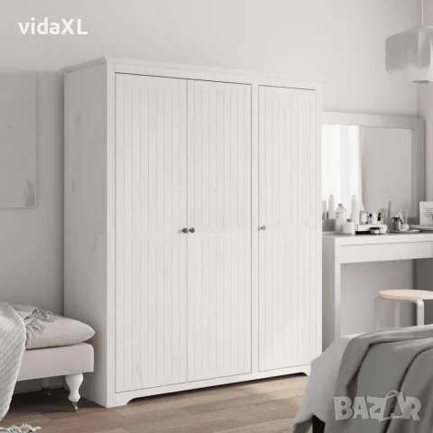 vidaXL Гардероб BODO, бял, 146x53,5x173 см, бор масив, снимка 2 - Гардероби - 56147365