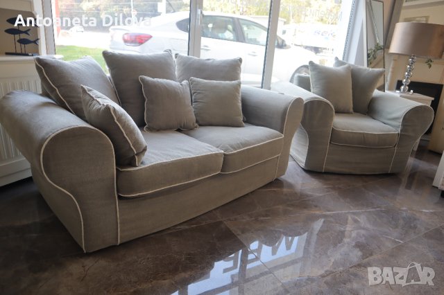 Комплект двуместен диван и фотьойл, снимка 3 - Дивани и мека мебел - 42852868