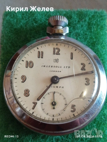 Джобен часовник INGERSOLL LONDON TRIUMPH рядък за КОЛЕКЦИЯ 54343, снимка 5 - Антикварни и старинни предмети - 54076139