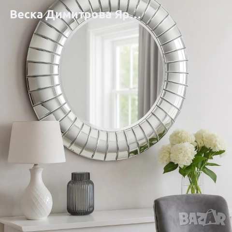 Кръгло декоративно огледало с фасетирана рамка, снимка 7 - Декорация за дома - 51737684