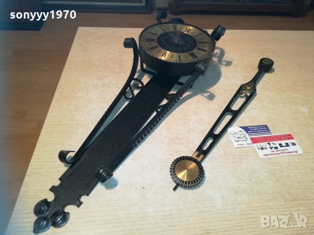 часовник с махало от ковано желязо-70х20см-внос швеицария, снимка 3 - Колекции - 30143549