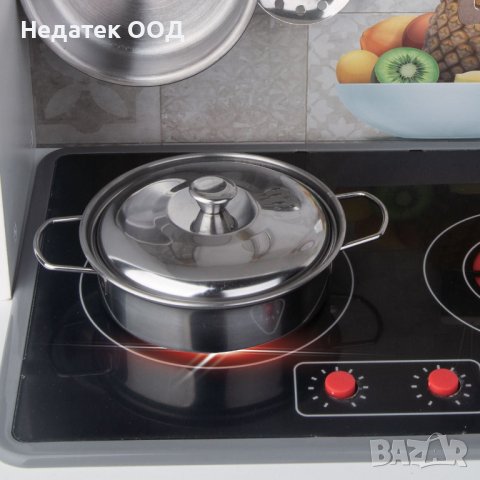 Комплект детска кухня, Дървена, Със светлинни и звук, Многоцветна, 60x30x92.5см, снимка 3 - Други - 40410223