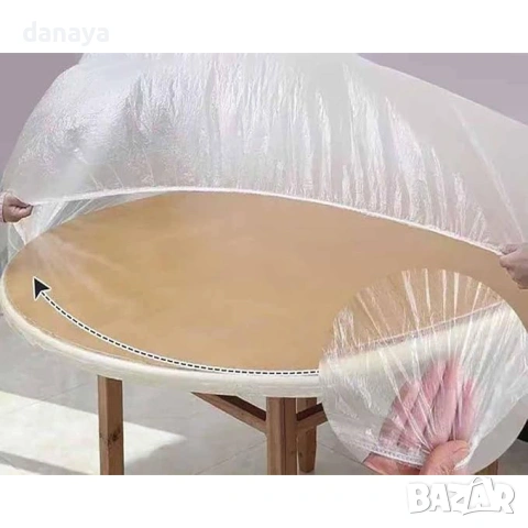 6405 Еднократни прозрачни покривки за кръгла маса 180 см – 10 броя в комплект, снимка 4 - Аксесоари за кухня - 53377705