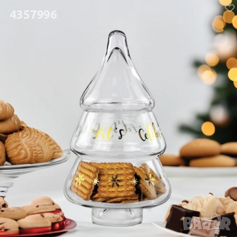 Стъклен буркан за сладки или бонбони, Елха 