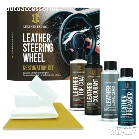 	Комплект за възстановяване на Черен кожен волан Leather Expert Steering Wheel Restoration Kit – 4х5, снимка 8 - Аксесоари и консумативи - 48123336