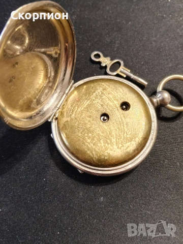 Швейцарски джобен часовник с посребрени капаци 1905г. с ключе - 10 РУБИНА - ПРОМОЦИЯ, снимка 11 - Джобни - 51777742