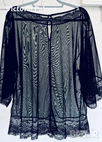 Ефирна черна блуза тюл с дантела, снимка 14 - Корсети, бюстиета, топове - 52234601