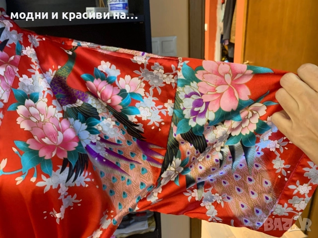 Дамски копринен халат тип кимоно, снимка 9 - Други - 52648354