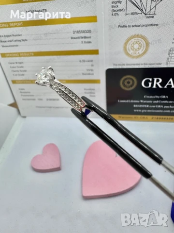 Сребърна пръстен с мойсанит 0.5 карата, снимка 4 - Пръстени - 51272705