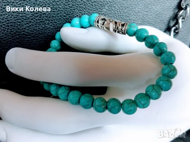 гривна от тюркоаз – амулет за защита и хармония , снимка 6 - Гривни - 50316463
