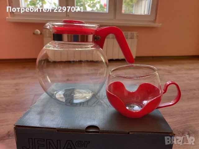  Сервиз за чай от йенско стъкло, снимка 2 - Чаши - 34195281