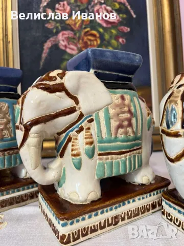 Винтидж керамични слончета в перфектно състояние. 3 броя., снимка 3 - Антикварни и старинни предмети - 49670652