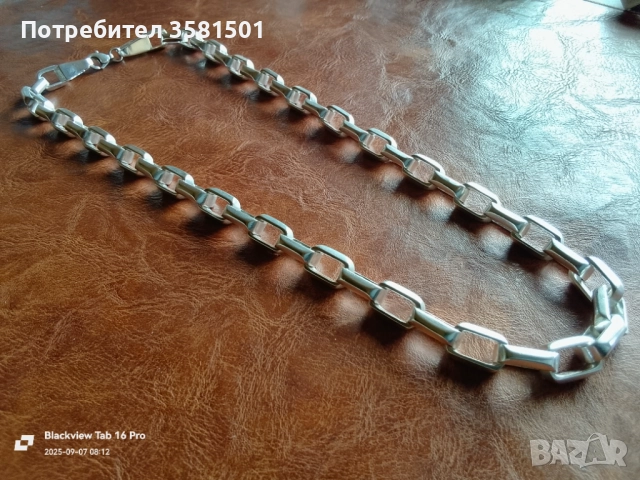 157/Сребърен Синджир Поръчкова плетка-145грама.🇧🇬, снимка 3 - Колиета, медальони, синджири - 51630233