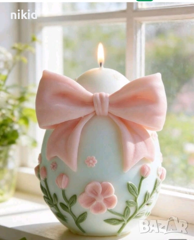 3d Яйце с пандела Силиконов молд форма фондан шоколад гипс свещ смола декор, снимка 3 - Форми - 54129517