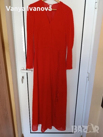 H&M дълга червена рокля за повод, снимка 4 - Рокли - 51089344
