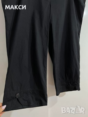 Макси ежедневен еластичен летен 7/8 панталон с висока талия и джобове в черно, снимка 3 - Панталони - 42914451