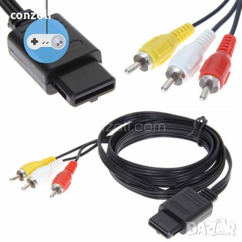 Композитен AV TV RCA кабел за Nintendo N64/NGC/SFC, GameCube и SNES, снимка 4 - Nintendo конзоли - 32205309