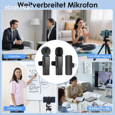 Безжичен микрофон за мобилен телефон за iPhone/Android/компютър, мини микрофон, безжичен лавалирен м, снимка 3 - Bluetooth слушалки - 54254622