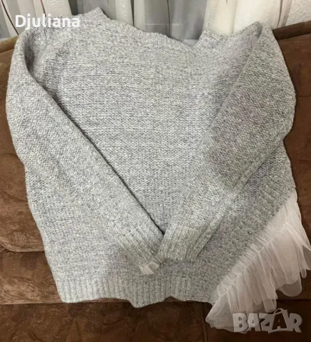 Дамски пуловер с тюл, снимка 4 - Блузи с дълъг ръкав и пуловери - 47739162