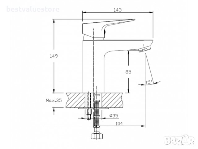 Смесител Стоящ За Умивалник, снимка 2 - Смесители - 42765540