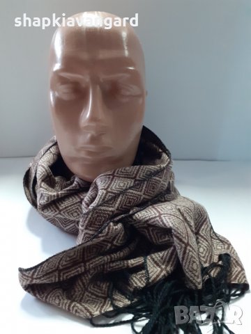 Мъжки шал кашмир в бежаво кафяв цвят - 105, снимка 3 - Шалове - 31051304