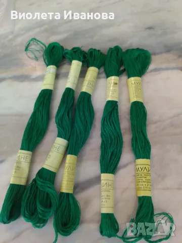 Мулине, зелено, 5 броя , снимка 2 - Гоблени - 50187428