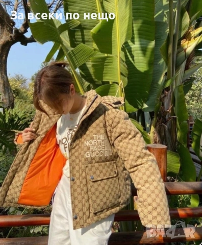 The North Face Gucci Дамско Бежово Зимно Яке Дъ Норт Фейс Гучи Код P1514, снимка 5 - Якета - 52339067
