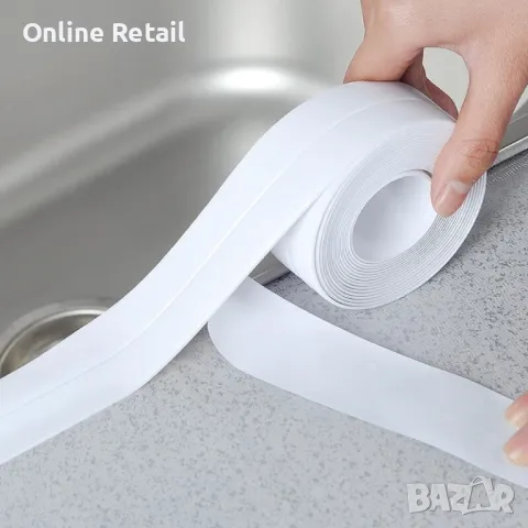 Силиконова уплътнителна лента, Бяла 2,2 м, х 2,2 см. 