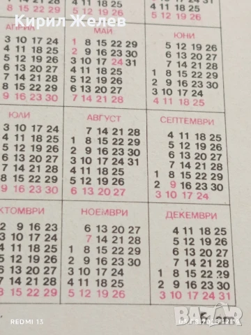 Старо календарче серия диви гъби за КОЛЕКЦИЯ ДЕКОРАЦИЯ 35340, снимка 5 - Колекции - 51234233