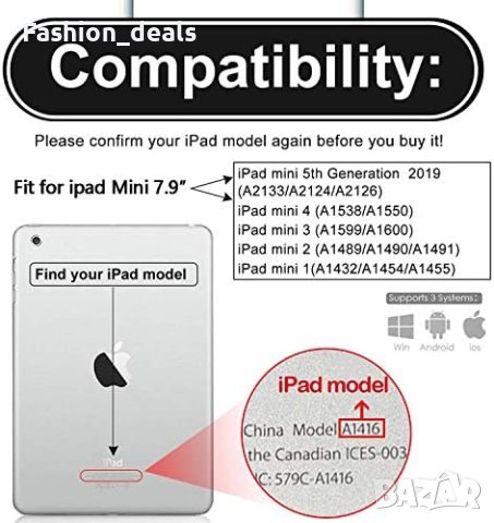 Нов безжичен Bluetooth Клавиатурен калъф за таблет iPad Mini 5/4/3/2/1,  7.9 инча Айпад, снимка 6 - Калъфи, кейсове - 42235699