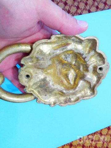 Бронзово чукало за врата, хлопка за врата, мандало за врата ГЛАВА НА ЛЪВ лъвска глава, снимка 5 - Антикварни и старинни предмети - 37692346