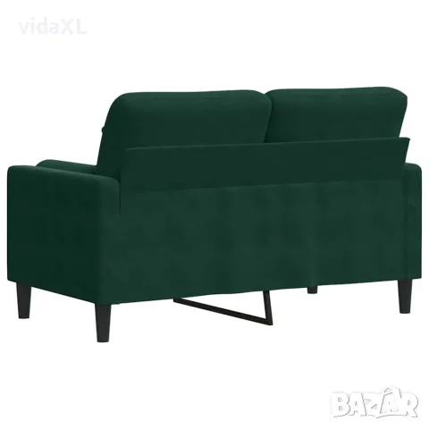 vidaXL 2-местен диван с възглавници тъмнозелен 120 см кадифе, снимка 5 - Дивани и мека мебел - 56146872