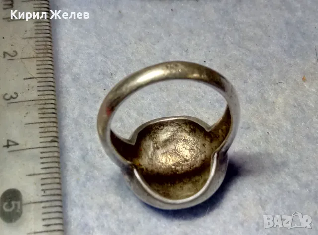 ПРЕКРАСЕН ВИНТИДЖ АРТ СЕДЕФЕН СРЕБЪРЕН ПРЪСТЕН СРЕБРО 925 с РЪЧНО ИНКРУСТИРАН КРАЛСКИ СЕДЕФ 47534, снимка 4 - Пръстени - 49915516