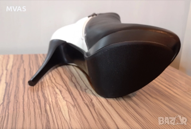 -40% Нови дамски черни бели боти на висок тънък ток 40 41 размер, снимка 6 - Дамски боти - 51876307