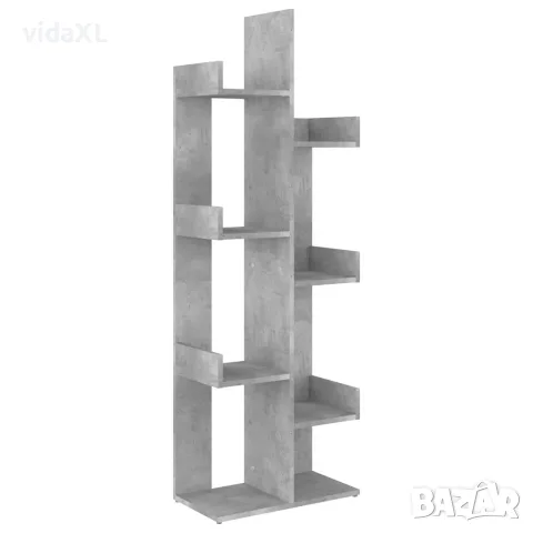 vidaXL Библиотека, бетонно сива, 48x25,5x140 см, инженерно дърво