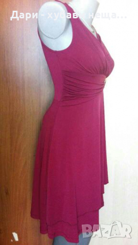 Винен цвят рокля, с акцент  брошка🍀❤XS,S,M(38)❤🍀арт.4022, снимка 4 - Рокли - 36396153