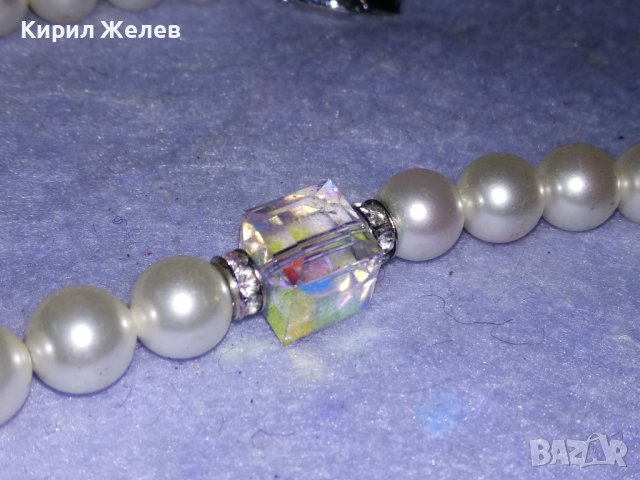 СКЪПОЦЕННО ПЕРЛЕНО КОЛИЕ КУЛТИВИРАНИ ПЕРЛИ с ЮВЕЛИРНО ФАСЕТИРАН ПЛАНИНСКИ КРИСТАЛ 34775, снимка 9 - Колиета, медальони, синджири - 39179663