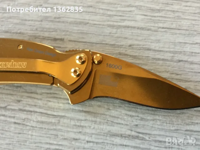 НОВ оригинален 24 K позлатен сгъваем нож KERSHAW 1600G Ken Onion Chive  от САЩ, снимка 10 - Ножове - 55941234