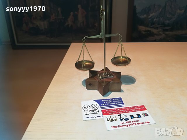 везни-18х14х10см-ретро колекция-дърво мед/месинг, снимка 15 - Колекции - 29850593