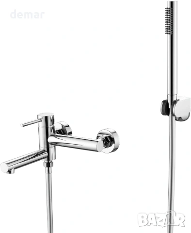 Стенен смесител за вана/душ за открит монтаж, 2-функционален, с въртящ се чучур, хром