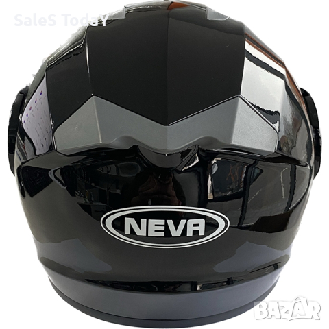 Каска за мотор с очила и визьор, черна с гланцово покритие, Модуларна , снимка 4 - Аксесоари и консумативи - 44682271