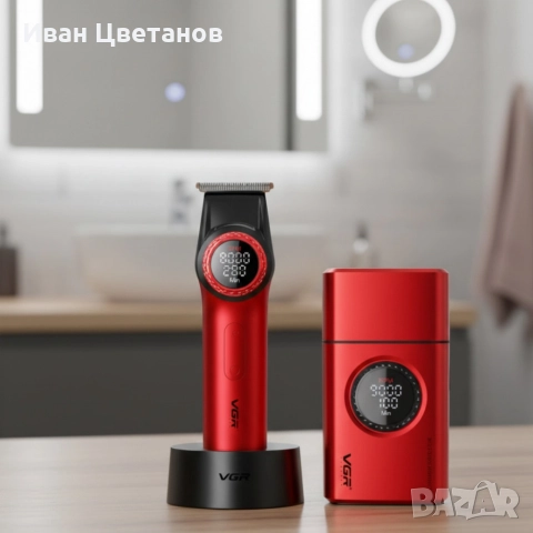 Професионален комплект 2в1 VGR – Машинка за подстригване + електрическа самобръсначка с Led дисплей