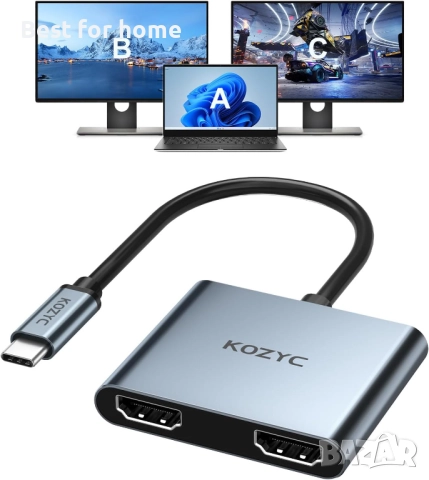 USB C към Dual HDMI адаптер