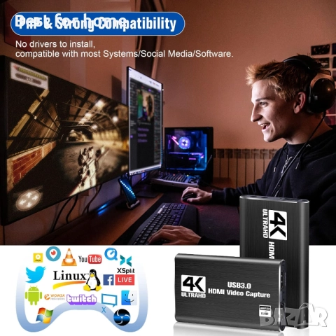 Kарта за видеозаснемане, HDMI 4K, снимка 2 - Друга електроника - 52564192