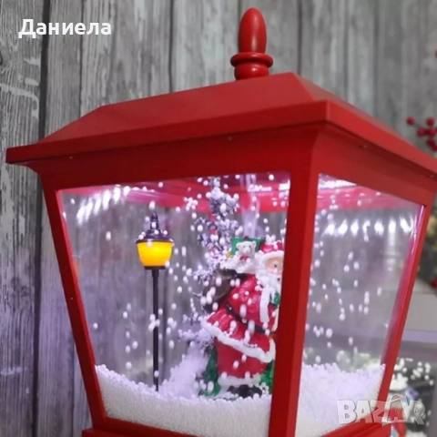 Декоративна коледна лампа Дядо Коледа с падащ сняг и мелодия , снимка 7 - Декорация за дома - 52249767