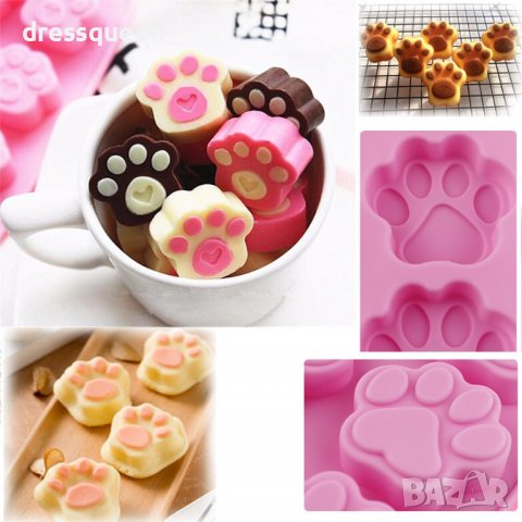 3782 Силиконов молд с 6 лапички-големи, снимка 6 - Форми - 38921980