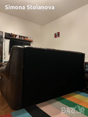 Кафяв кожен диван, снимка 3 - Дивани и мека мебел - 54345837