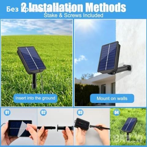 Нови Градински соларни светлини 50 LED 7м водоустойчиви слънчеви звезди, снимка 8 - Соларни лампи - 54151827